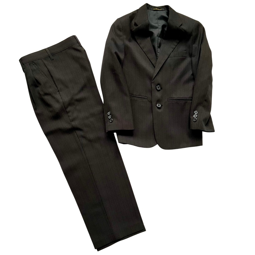 Arrow Boys Pinstripe Suit Set Blazer & Pants Charcoal Black Size 8 Kids‎ Formal
